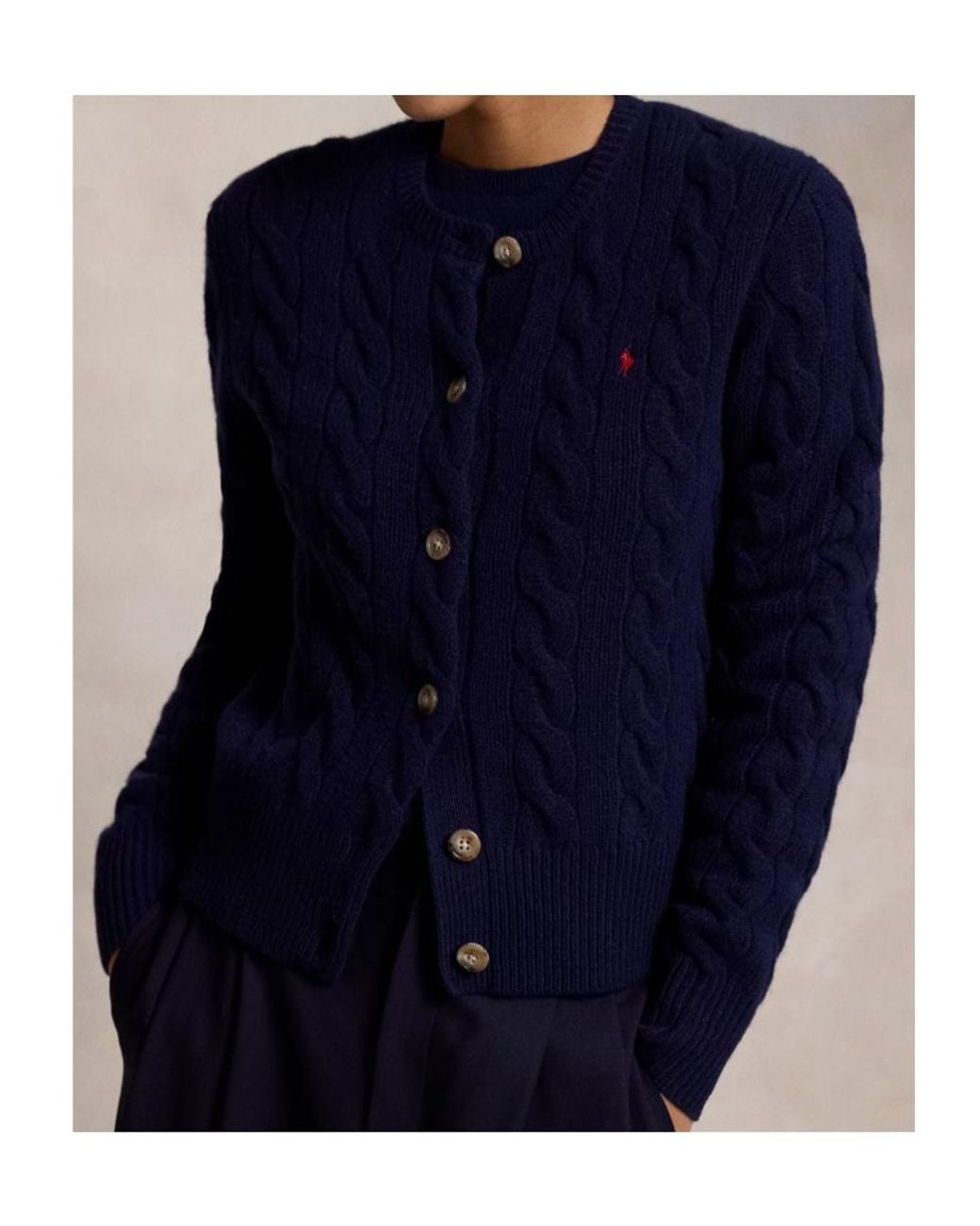 Polo Ralph Lauren Blue Pony Embroidered Cable-Knit Cardigan