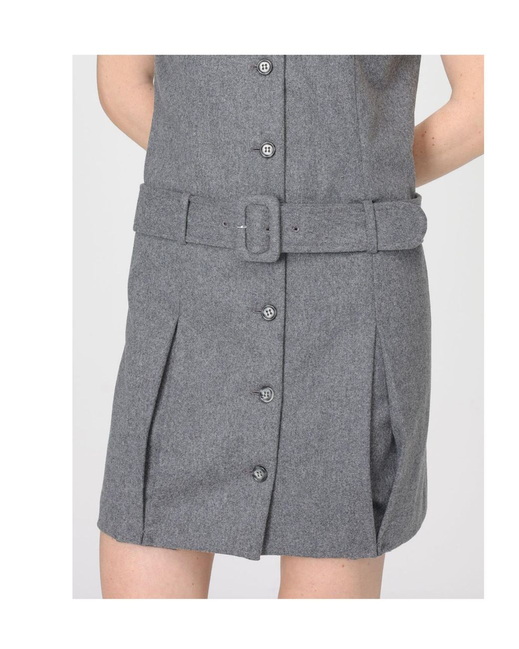 A.P.C. Gray Belted Buttoned Dress