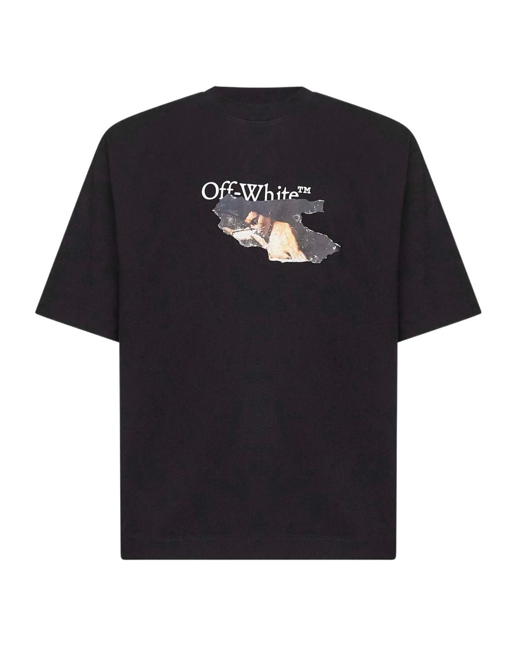 Off-White c/o Virgil Abloh Black Paint Arrow Cotton T-Shirt for men