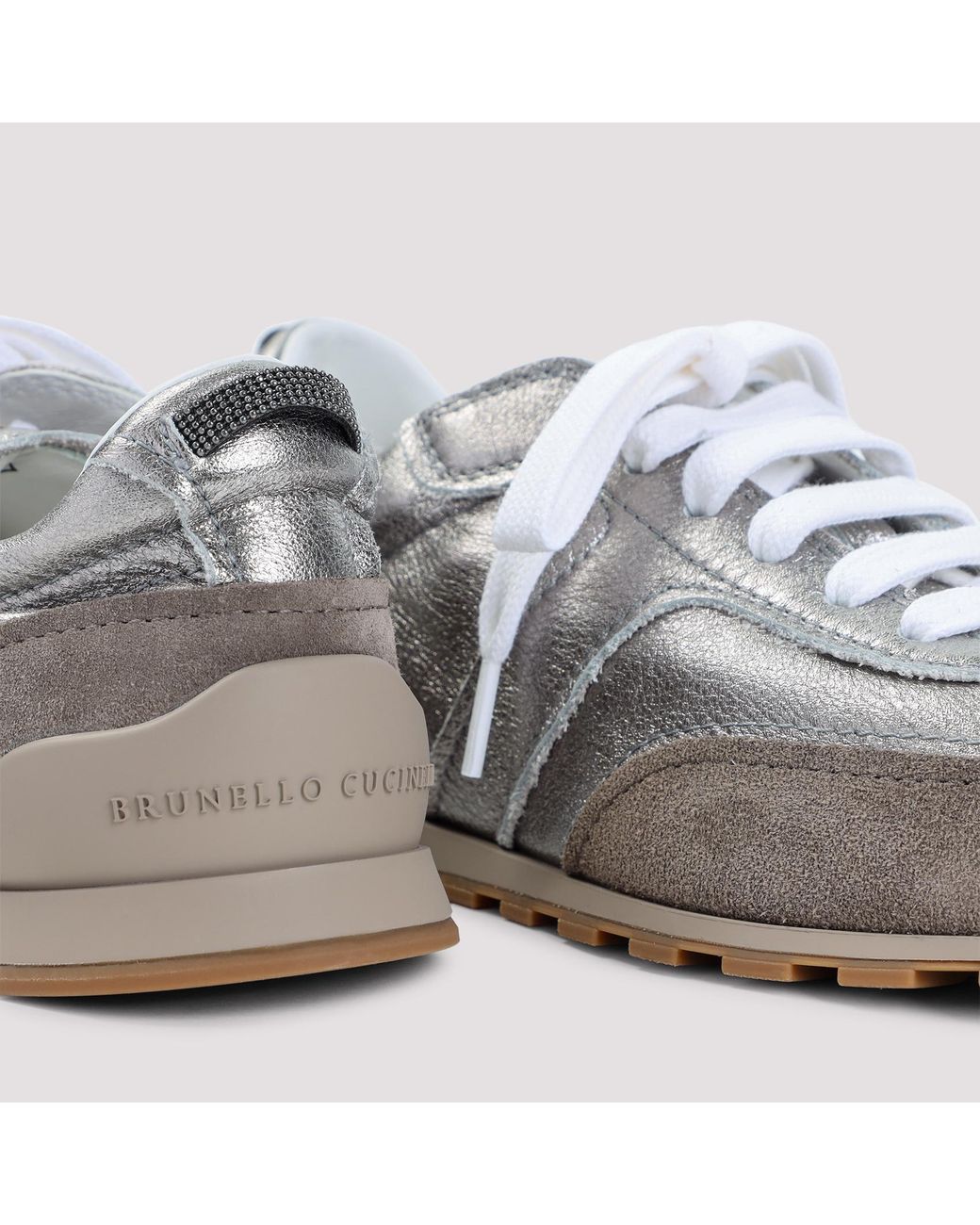 Brunello Cucinelli White Low Top Lace-Up Sneakers