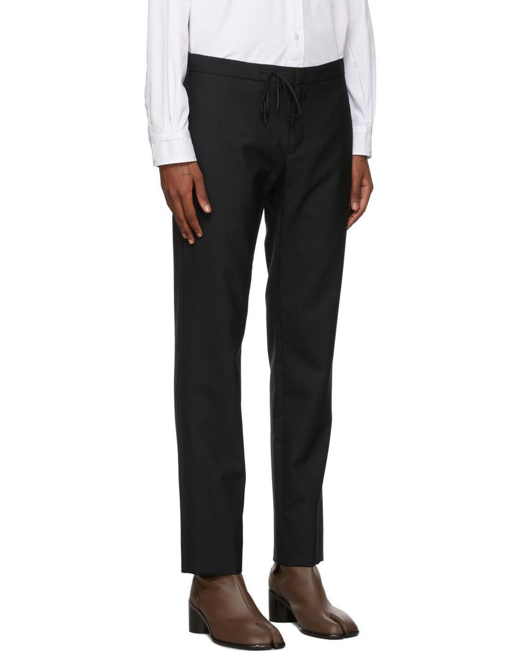 Maison Margiela Black Drawstring Tailored Trousers for men