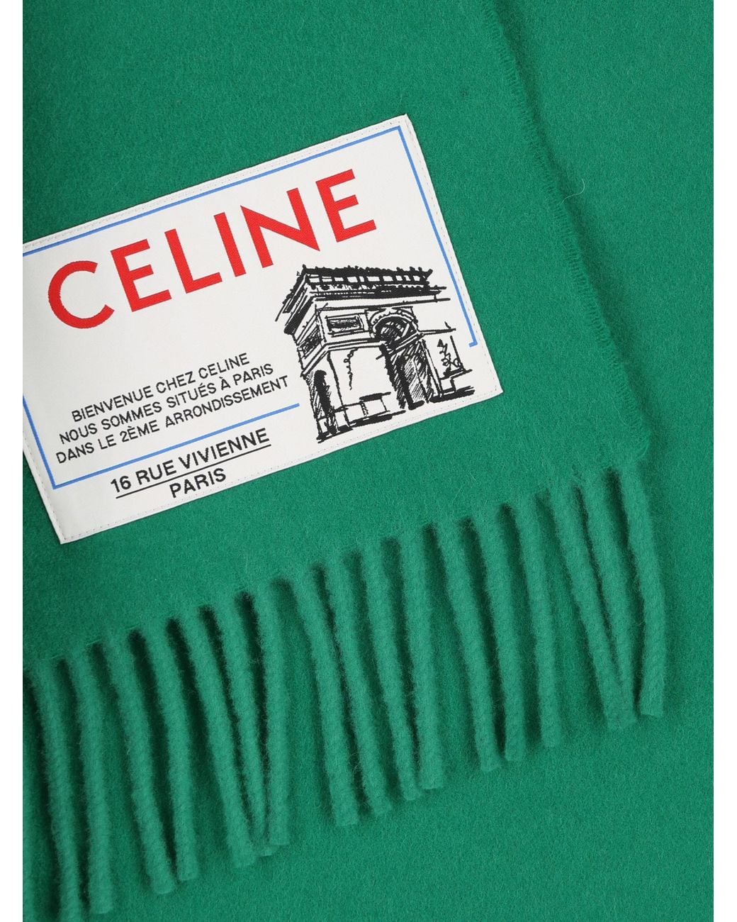Céline Green Cashmere Wool Scarf