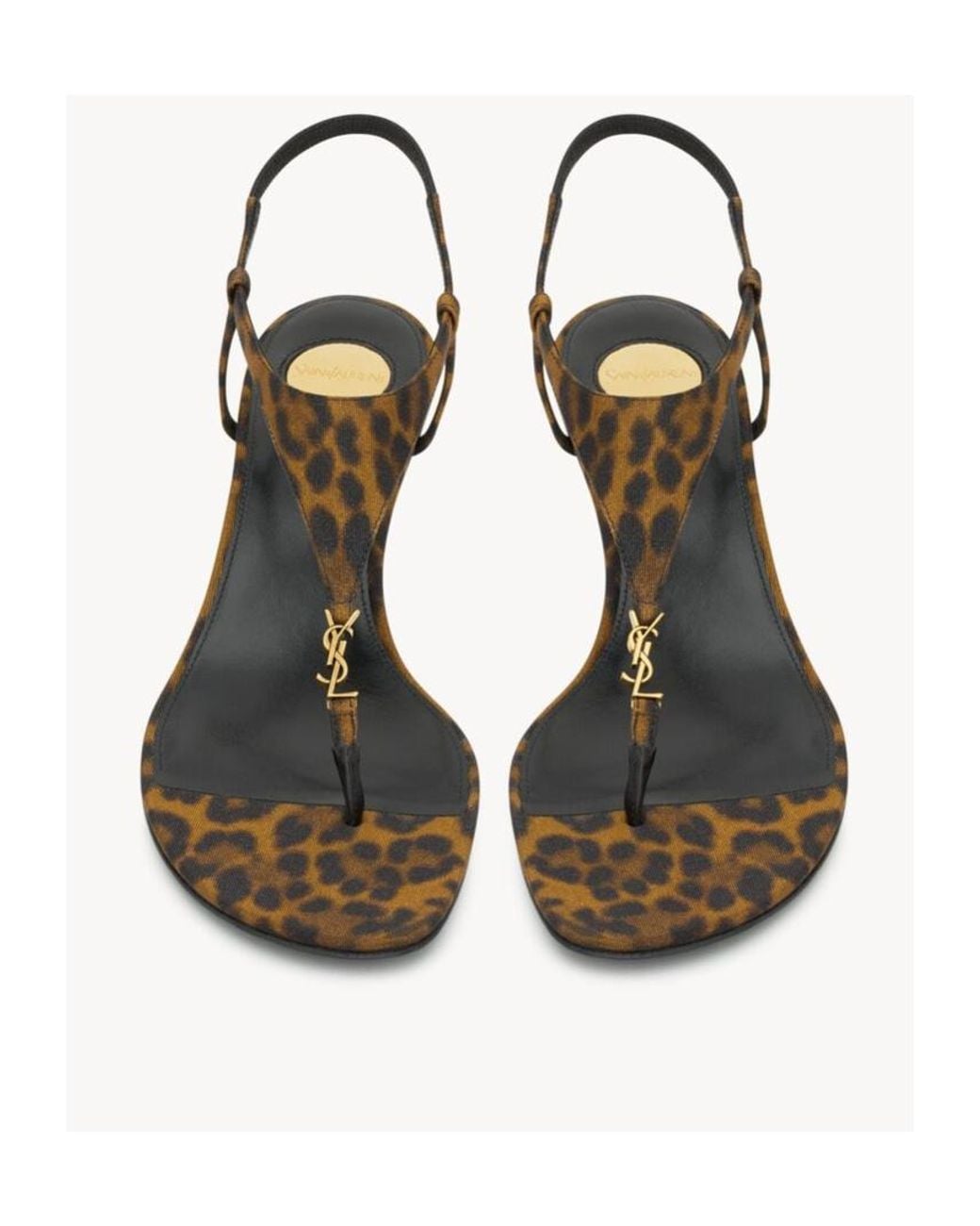 Saint Laurent Brown Cassandra Leopard Wedge Sandals