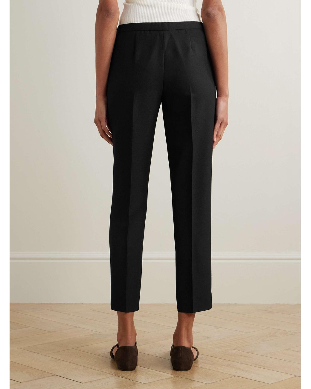 Totême Black Cropped Straight-Leg Trousers