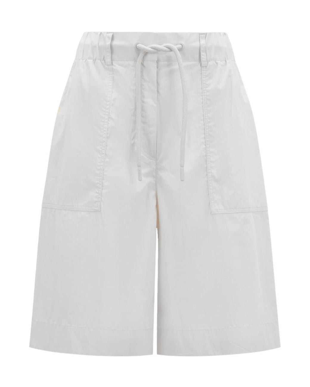 Moncler White High Waisted Drawstring Shorts