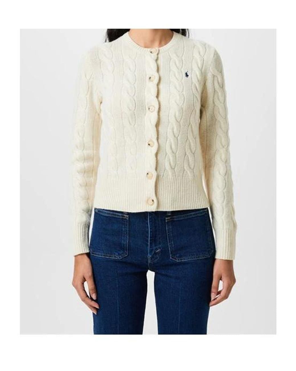 Polo Ralph Lauren White Cable Knit Cardigan
