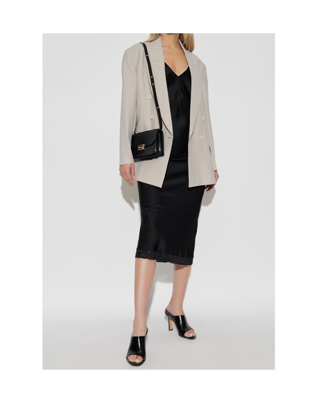 Victoria Beckham Gray Relaxed Double-Breasted Blazer