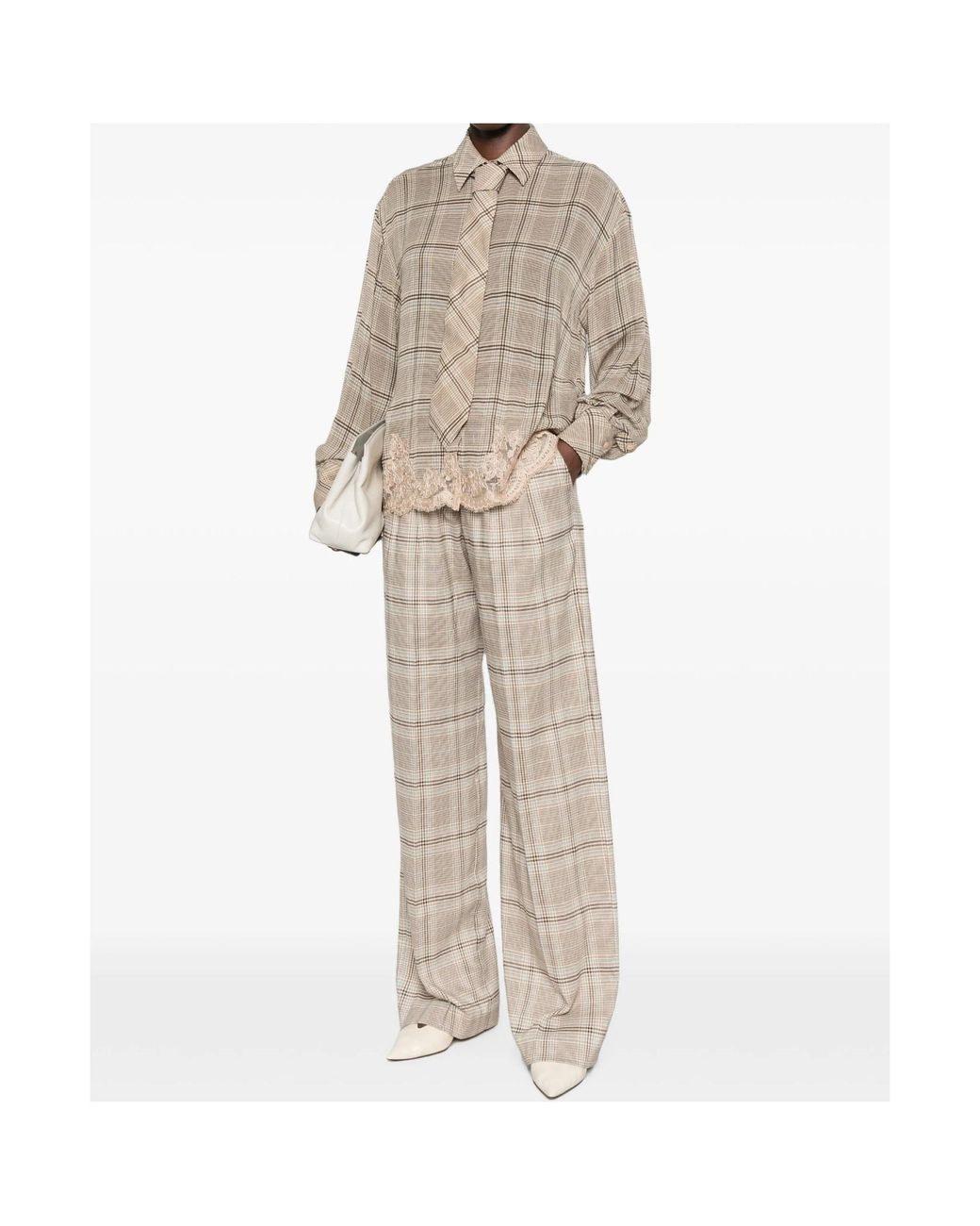 ERMANNO FIRENZE Gray Checked Casual Trousers