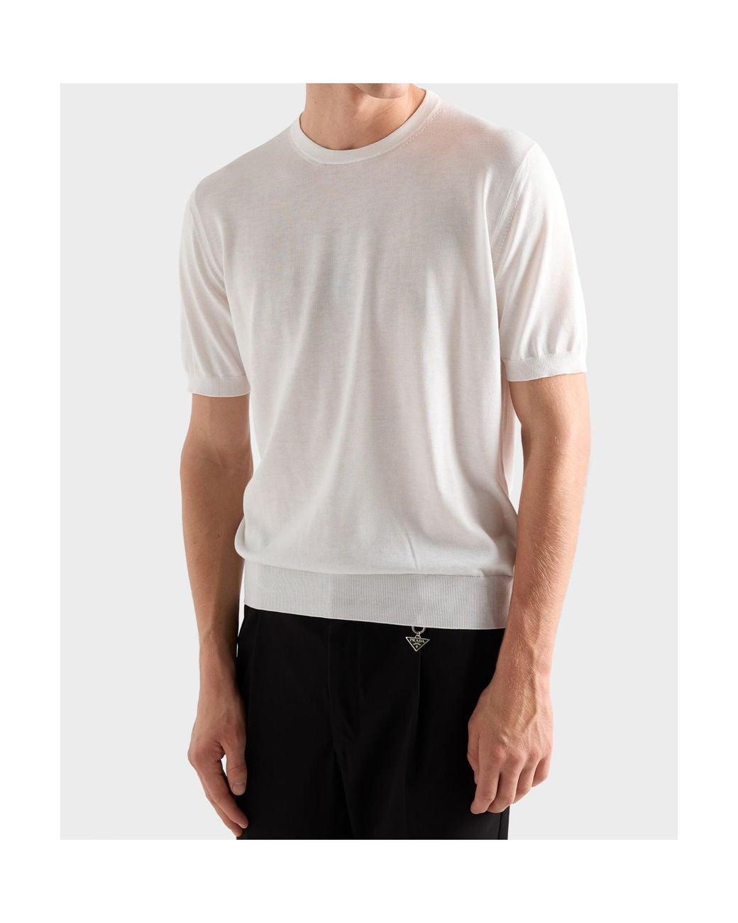 Prada White Short-Sleeve Round-Neck T-Shirt for men