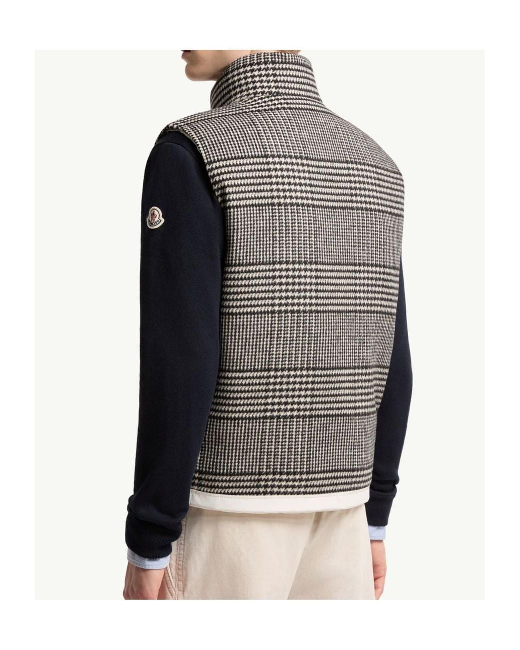 Moncler Gray Gienah Houndstooth Zip-Up Padded Vest for men