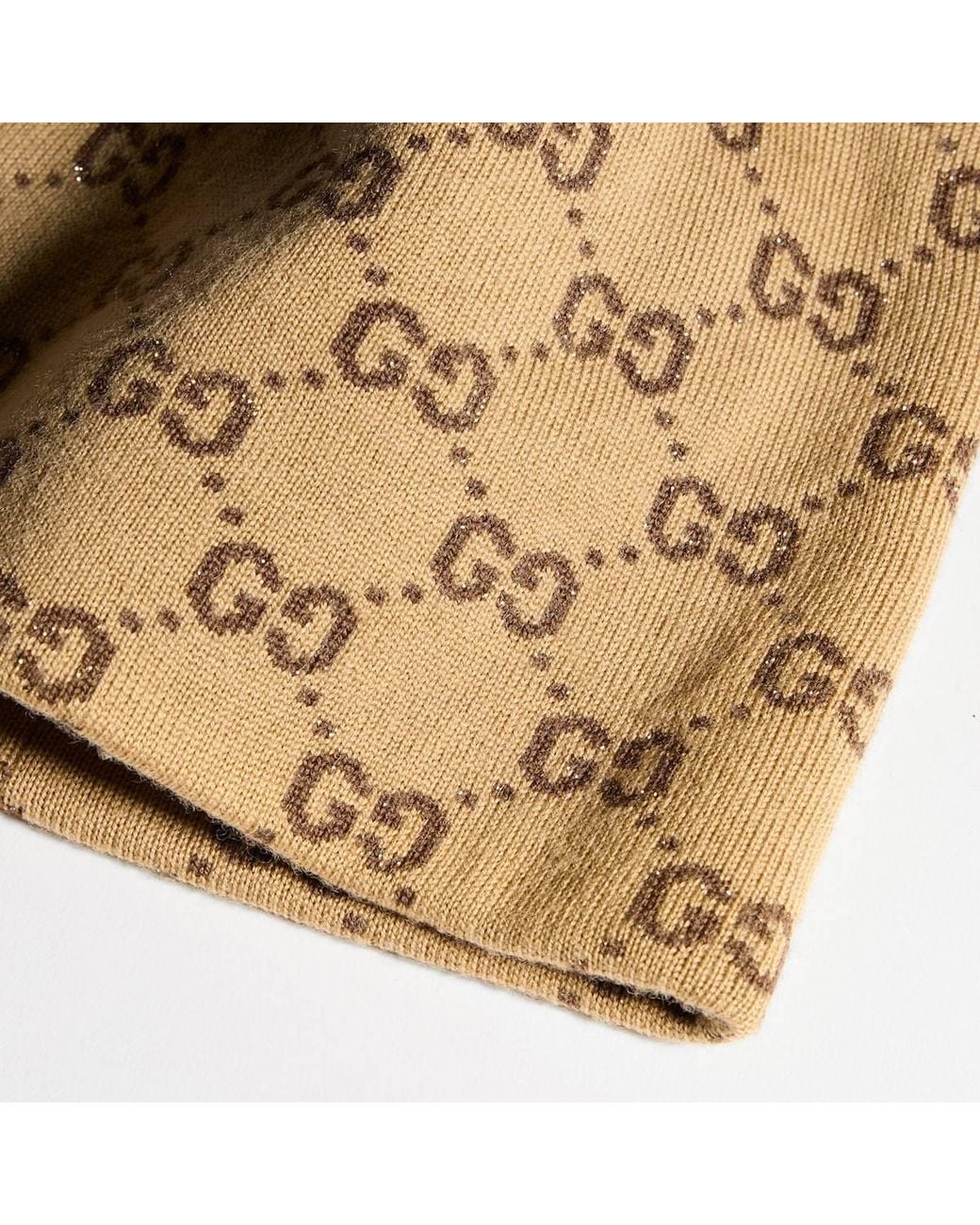 Gucci Natural Gg Wool Viscose Lamé Jacquard Hat