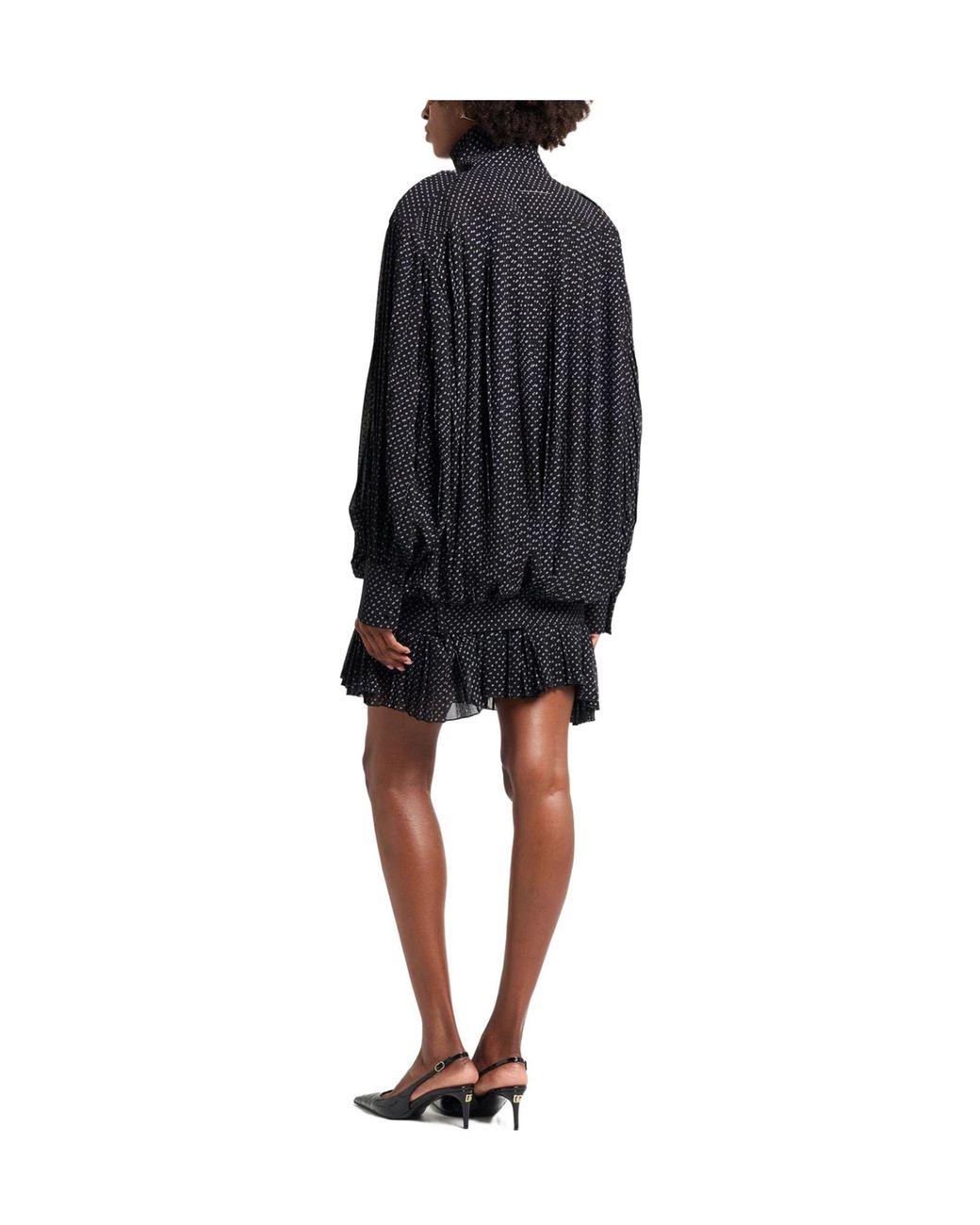 MM6 by Maison Margiela Black Polkadot Pleated Dress