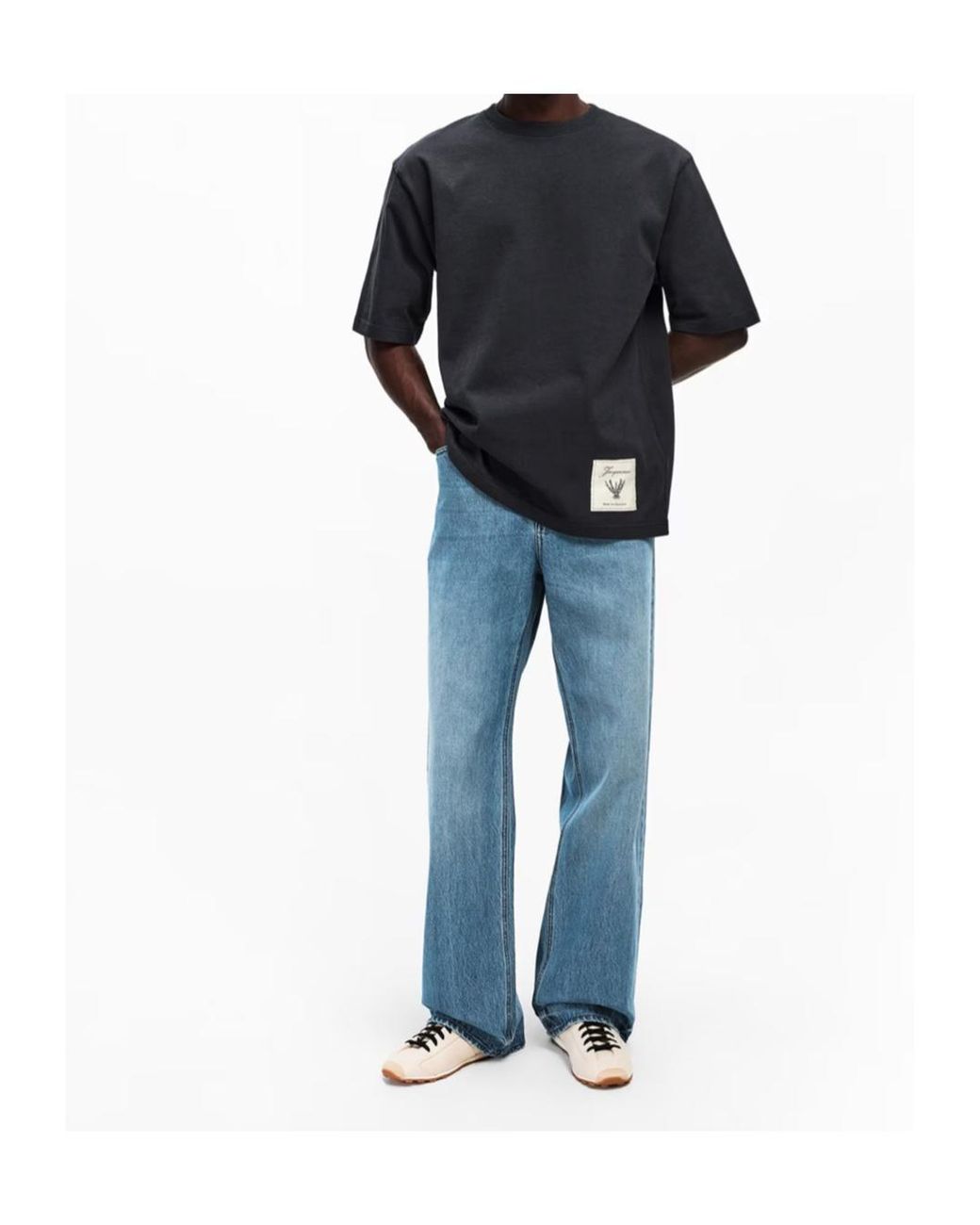 Jacquemus Blue Jacquard Script Straight Leg Jeans for men