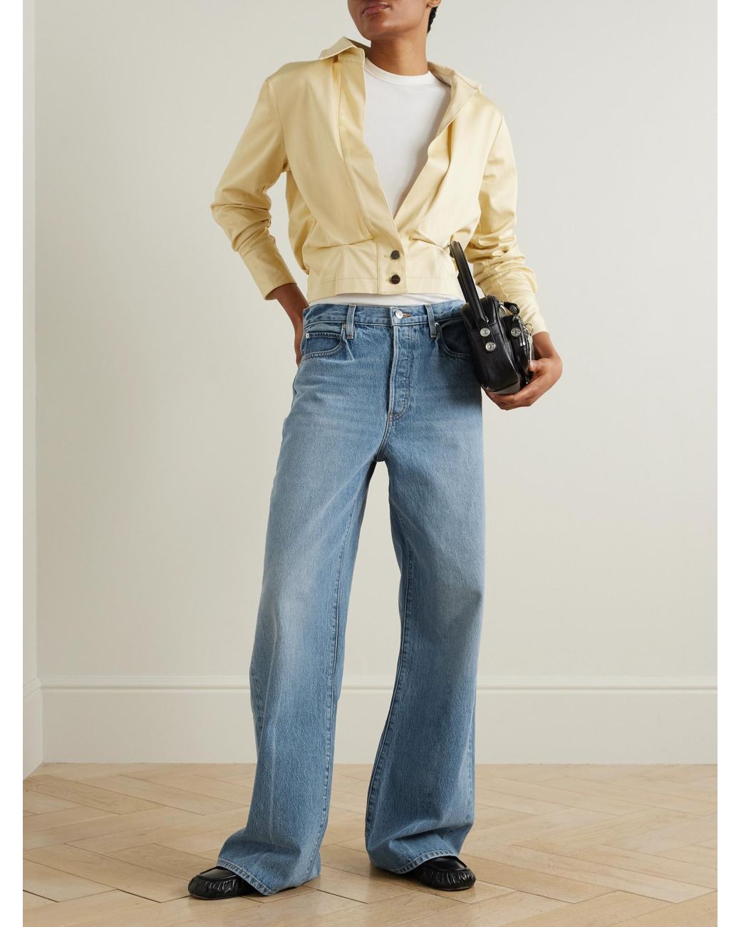 FRAME Blue The Loose Low-Rise Wide-Leg Jeans
