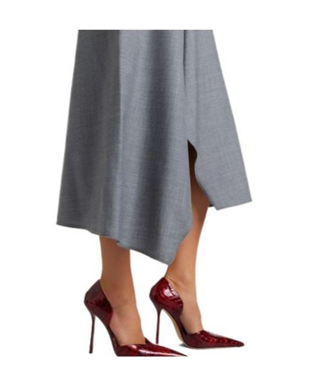 Victoria Beckham Gray Draped Asymmetric Wool Midi Dress