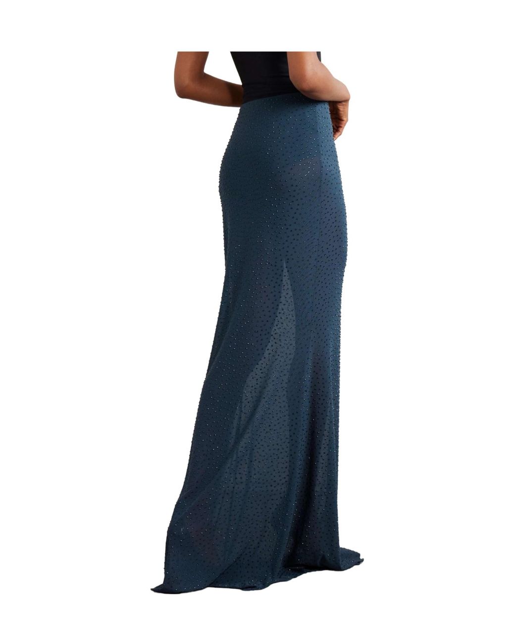 Rebecca Vallance Blue Stretch-Tulle Maxi Skirt