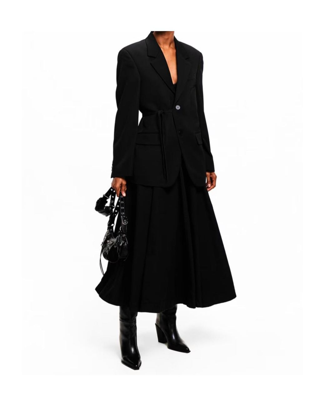 Balenciaga Black Bal Godet Maxi Skirt