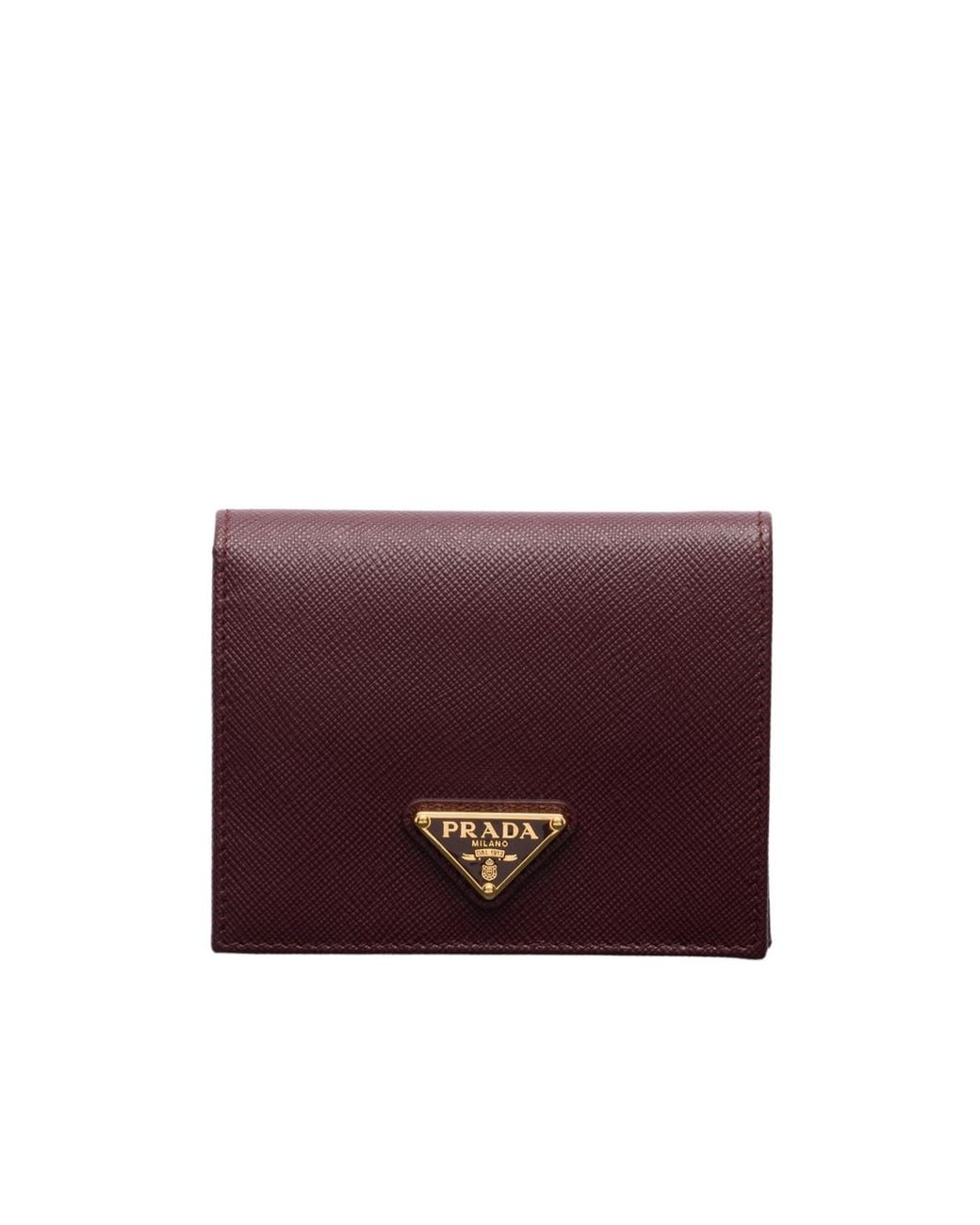 Prada Purple Logo Plaque Bi-Fold Wallet