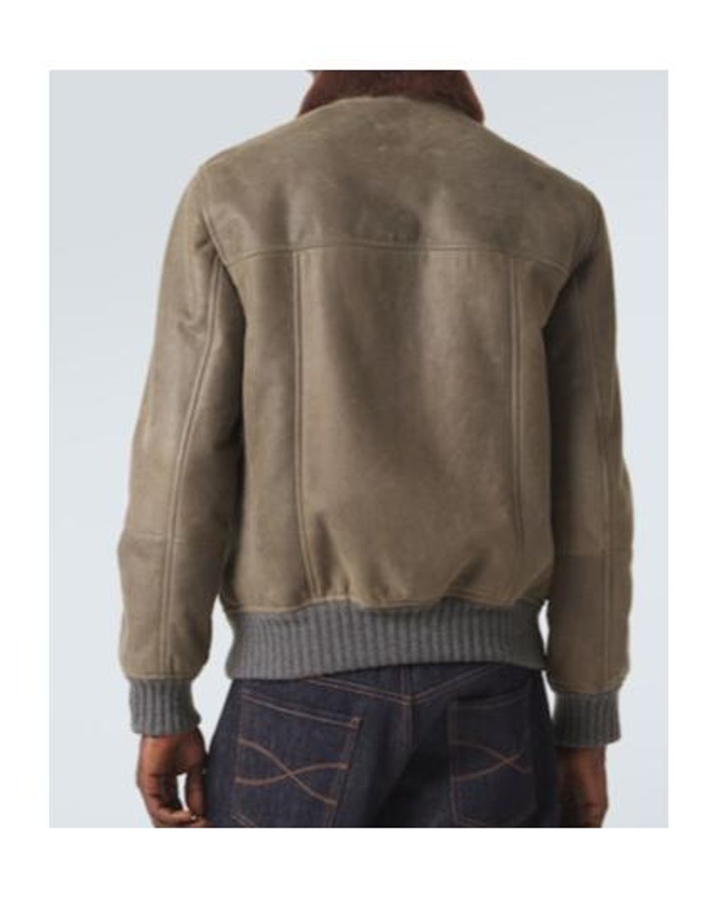 Brunello Cucinelli Brown Shearling-Lined Leather Blouson Jacket for men