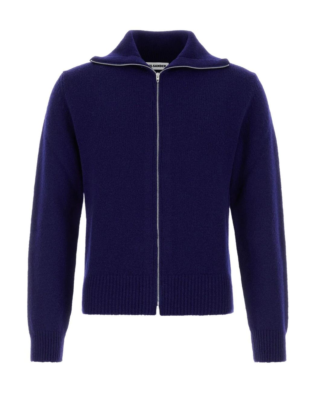 Jil Sander Blue Zip-Up High Neck Cardigan for men