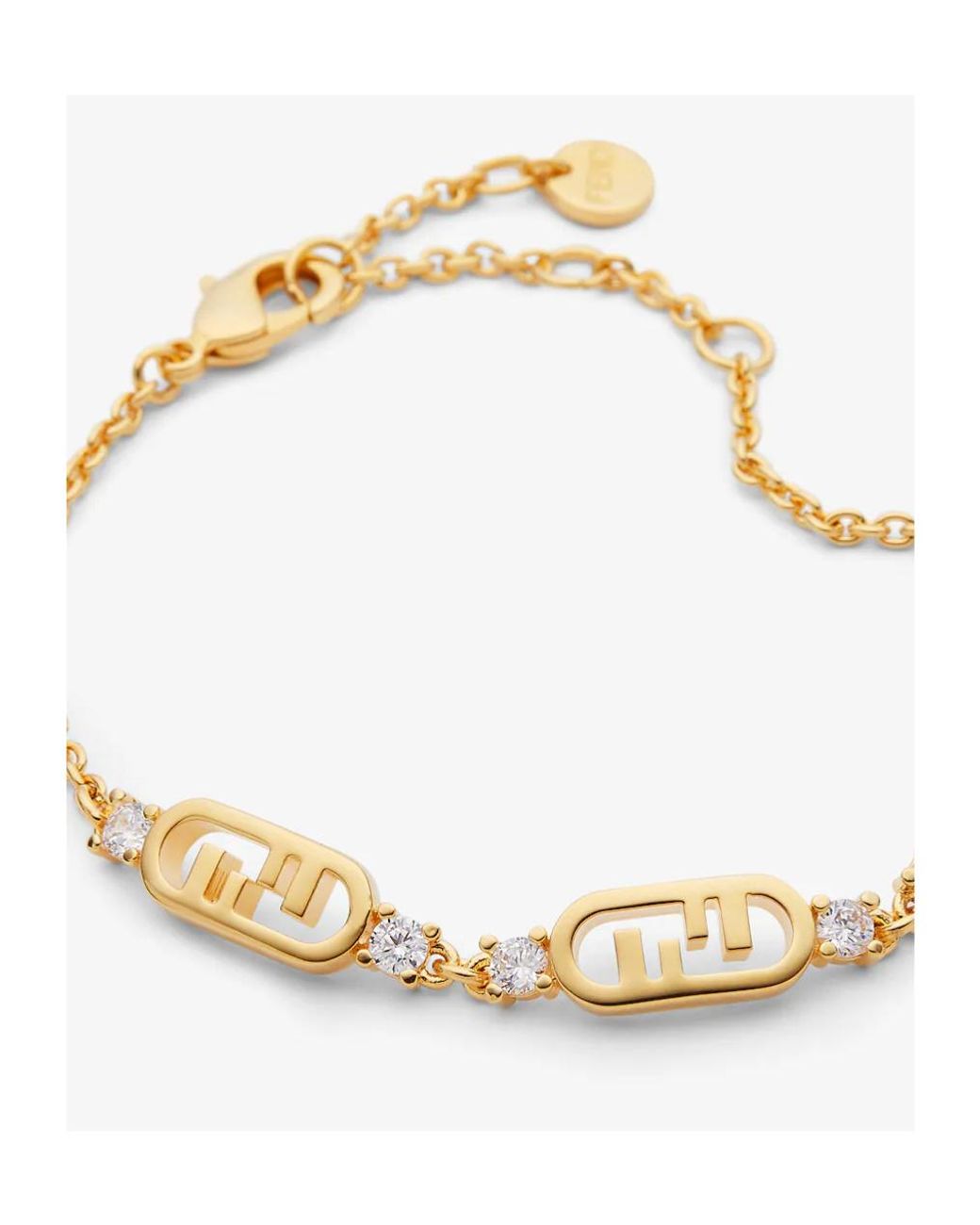 Fendi Metallic O'Lock Embellished Bracelet
