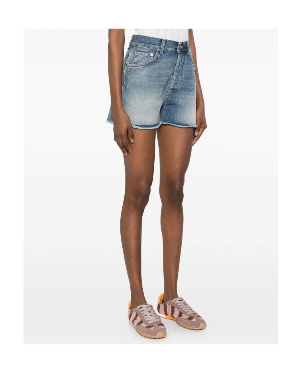 Dondup Blue Frayed Edged Denim Shorts