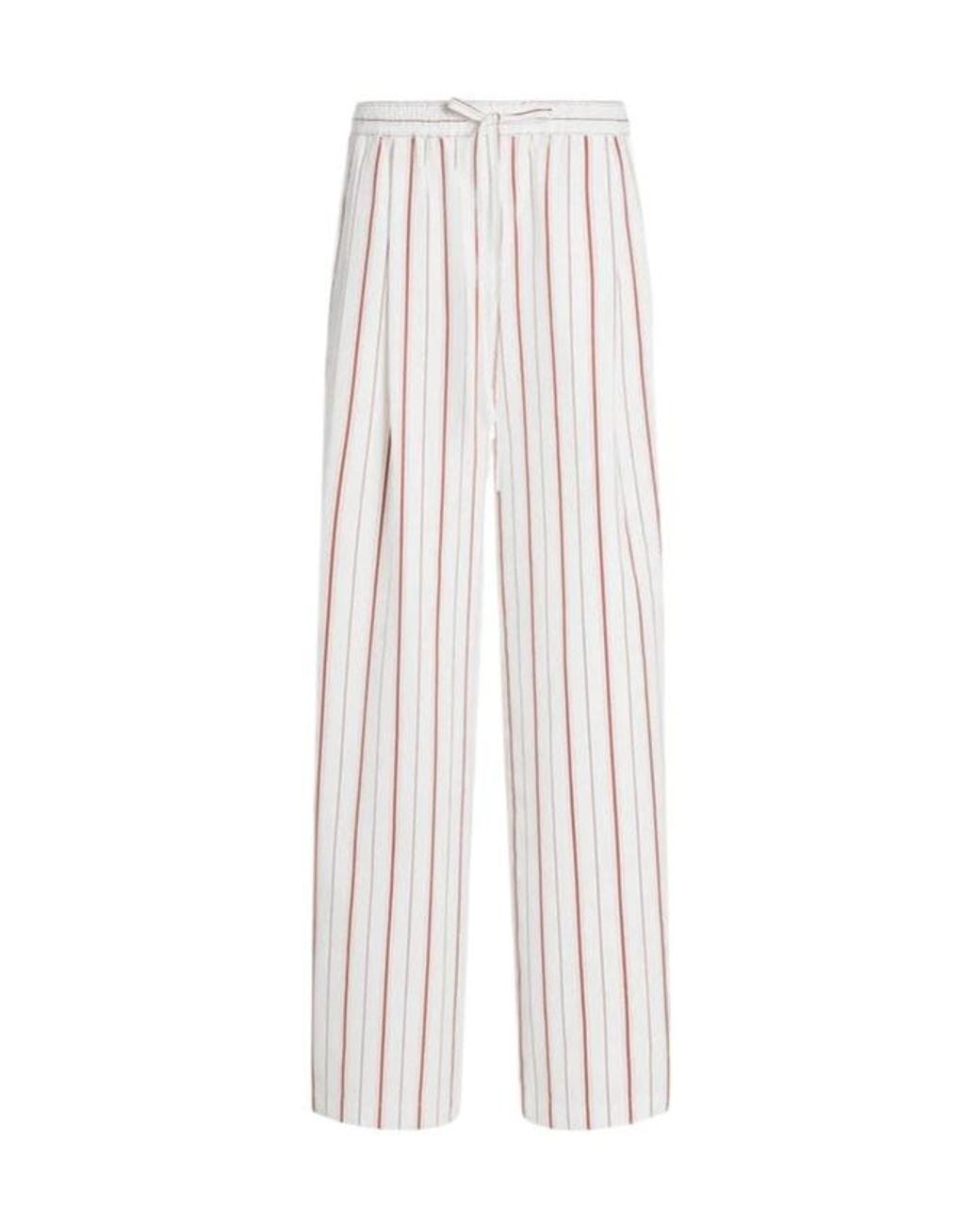 Dolce & Gabbana White Striped Wide-Leg Pants