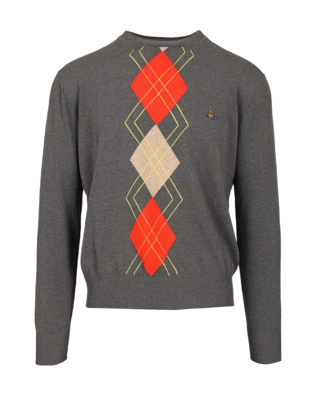 Vivienne Westwood Gray Logo Embroidered Crewneck Jumper for men