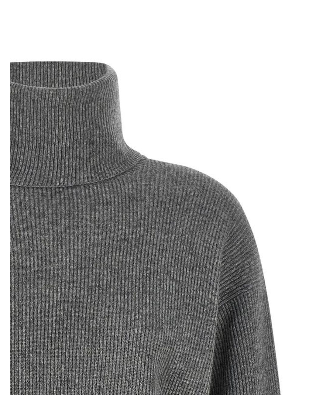 Brunello Cucinelli Gray Monile Ribbed Sweater