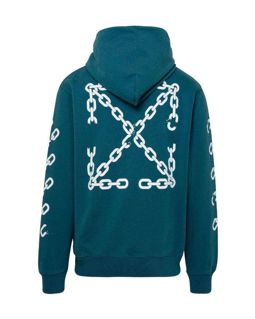 Off-White c/o Virgil Abloh Blue Logo-Print Drawstring Hoodie for men
