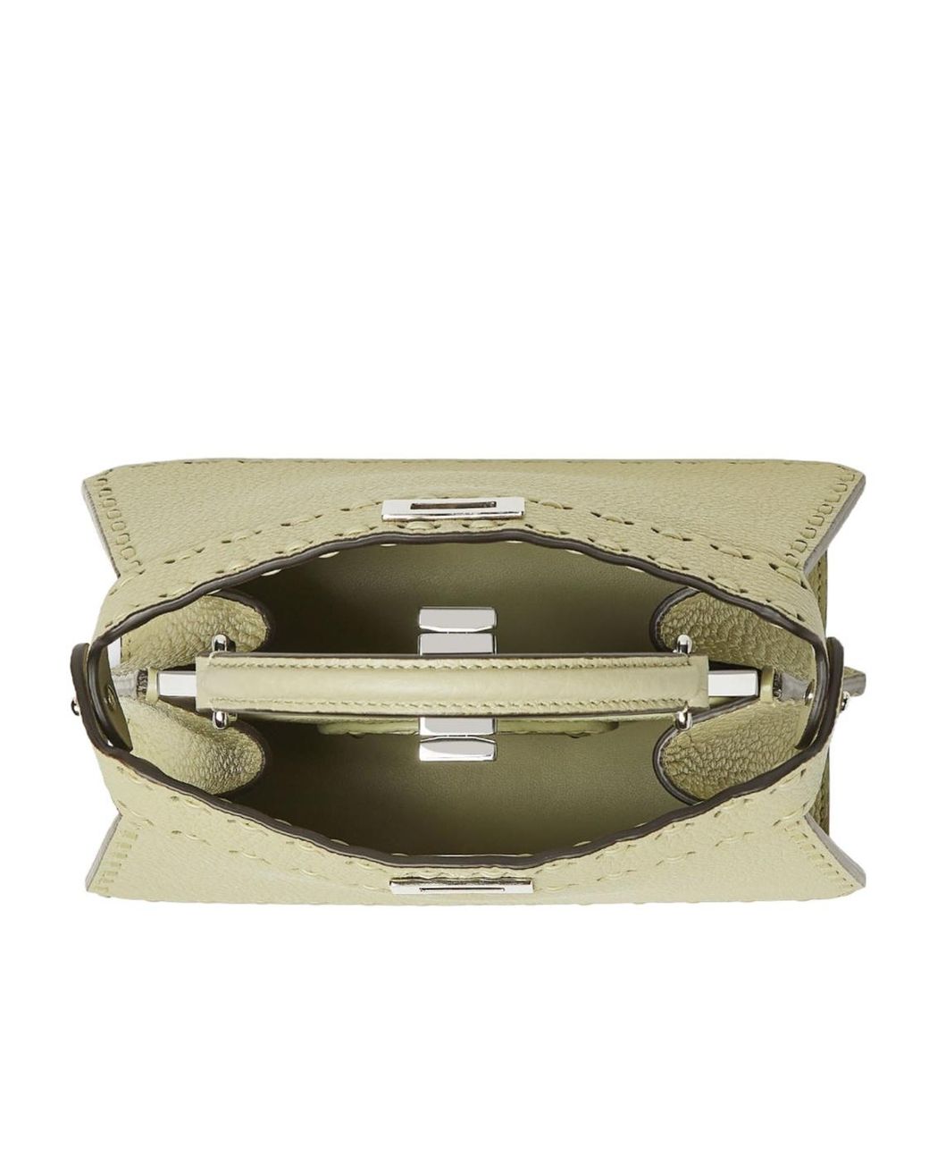 Fendi Metallic Sage Selleria Bag With 306 Hand-Sewn Topstitches