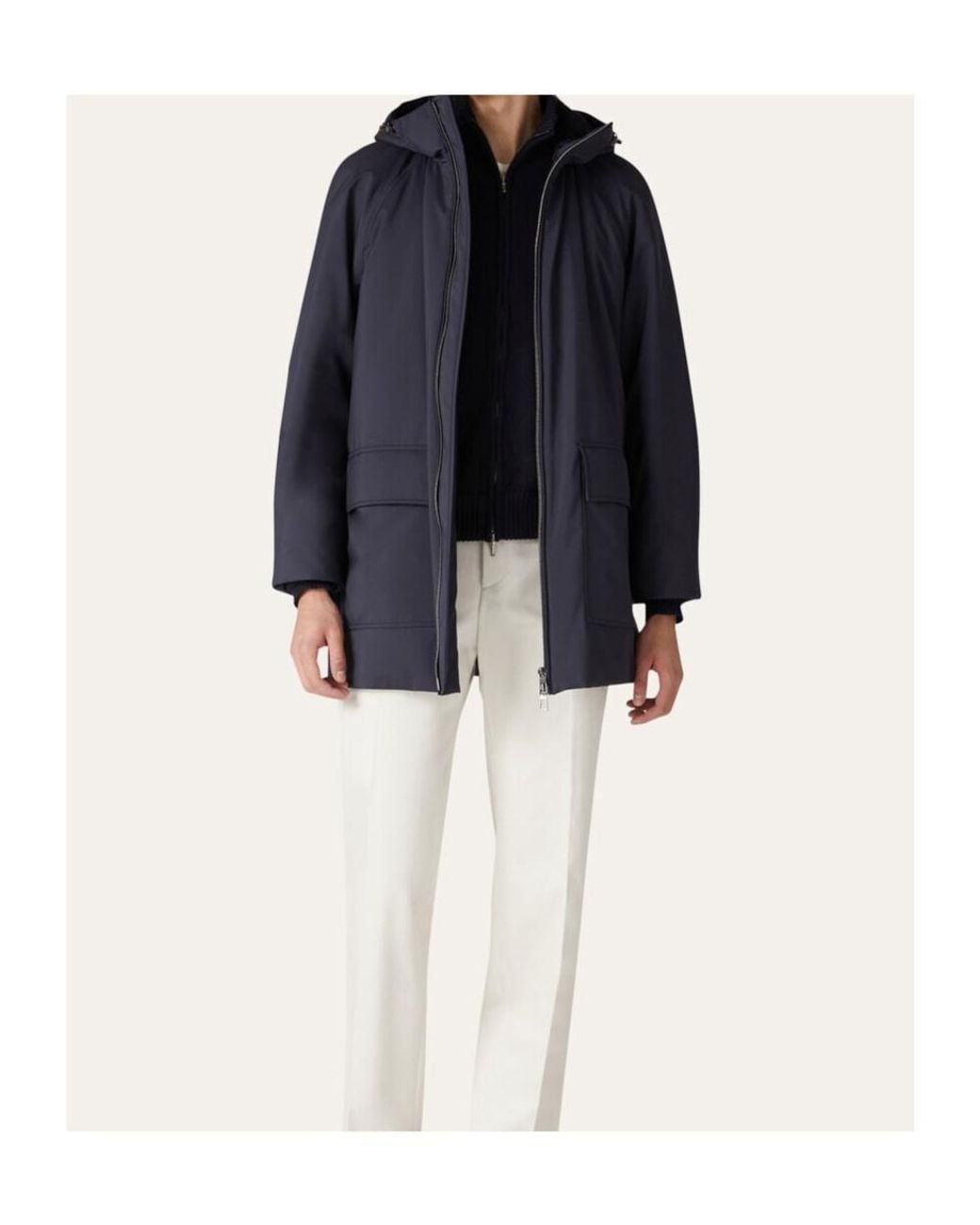 Loro Piana Blue Hooded Casual Jacket for men