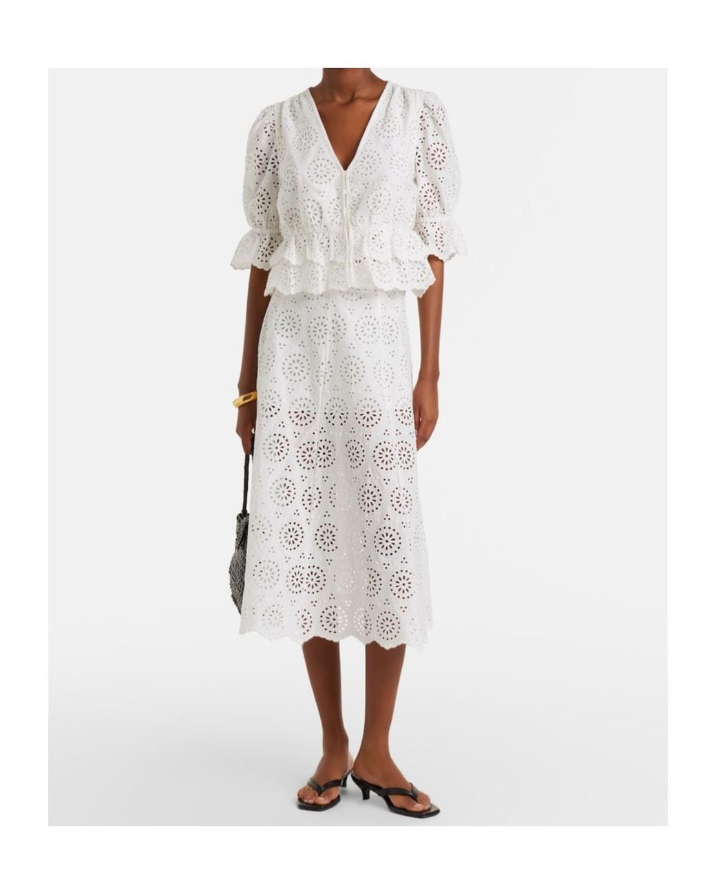 FRAME White Deco Embroidered English Cotton Smock