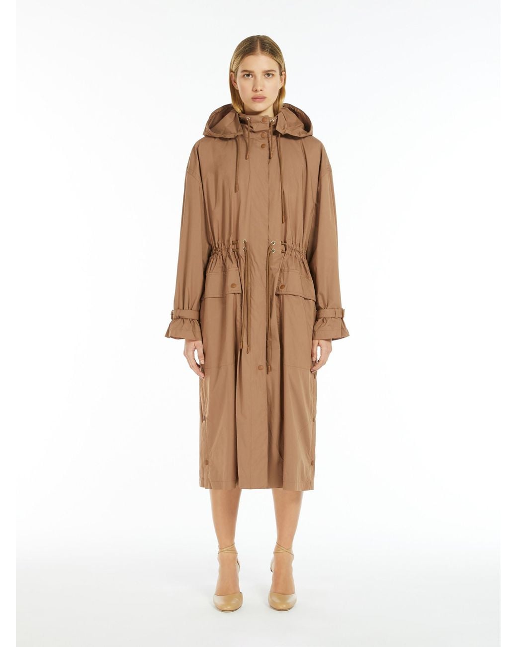 Max Mara Natural Hooded Drawstring Coat