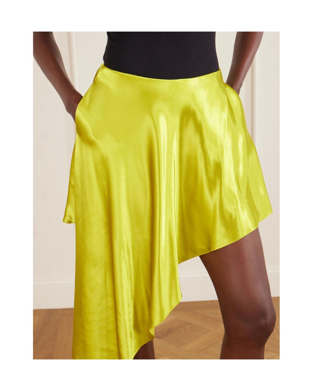 Alaïa Yellow Alaïa Pointed Satin Skirt