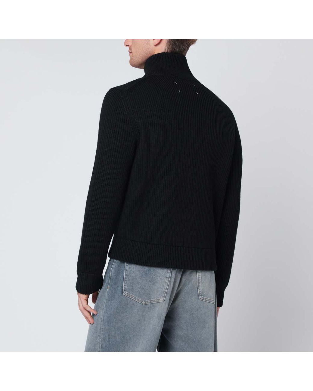 Maison Margiela Black Zipped Long Sleeved Cardigan for men