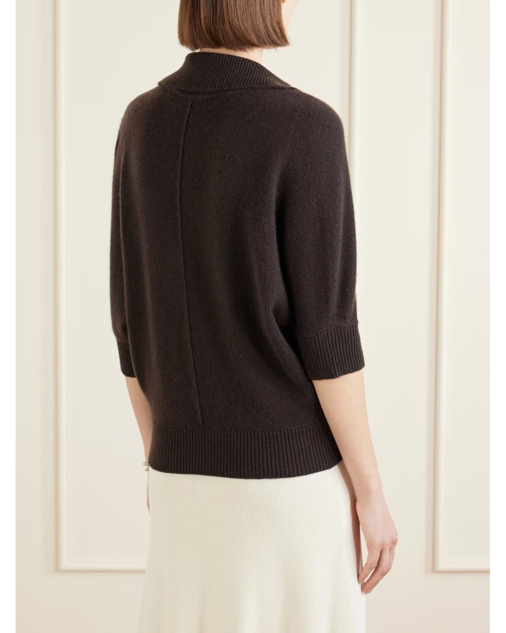 Proenza Schouler Black Vella Cashmere Polo Collar Sweater