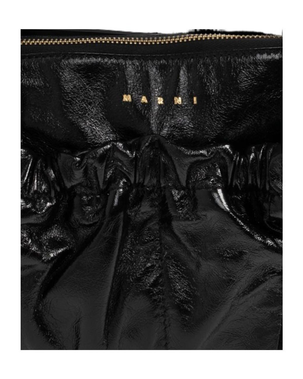 Marni Black Logo Printed Shoulder Bag