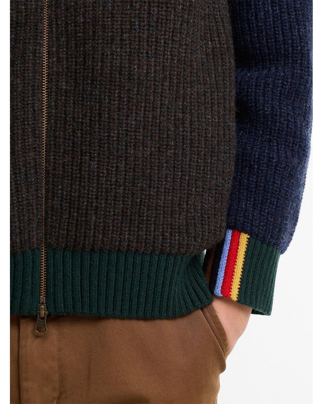 Barbour Black X Paul Smith Gamefair Cable-Knit Zip-Up Cardigan for men