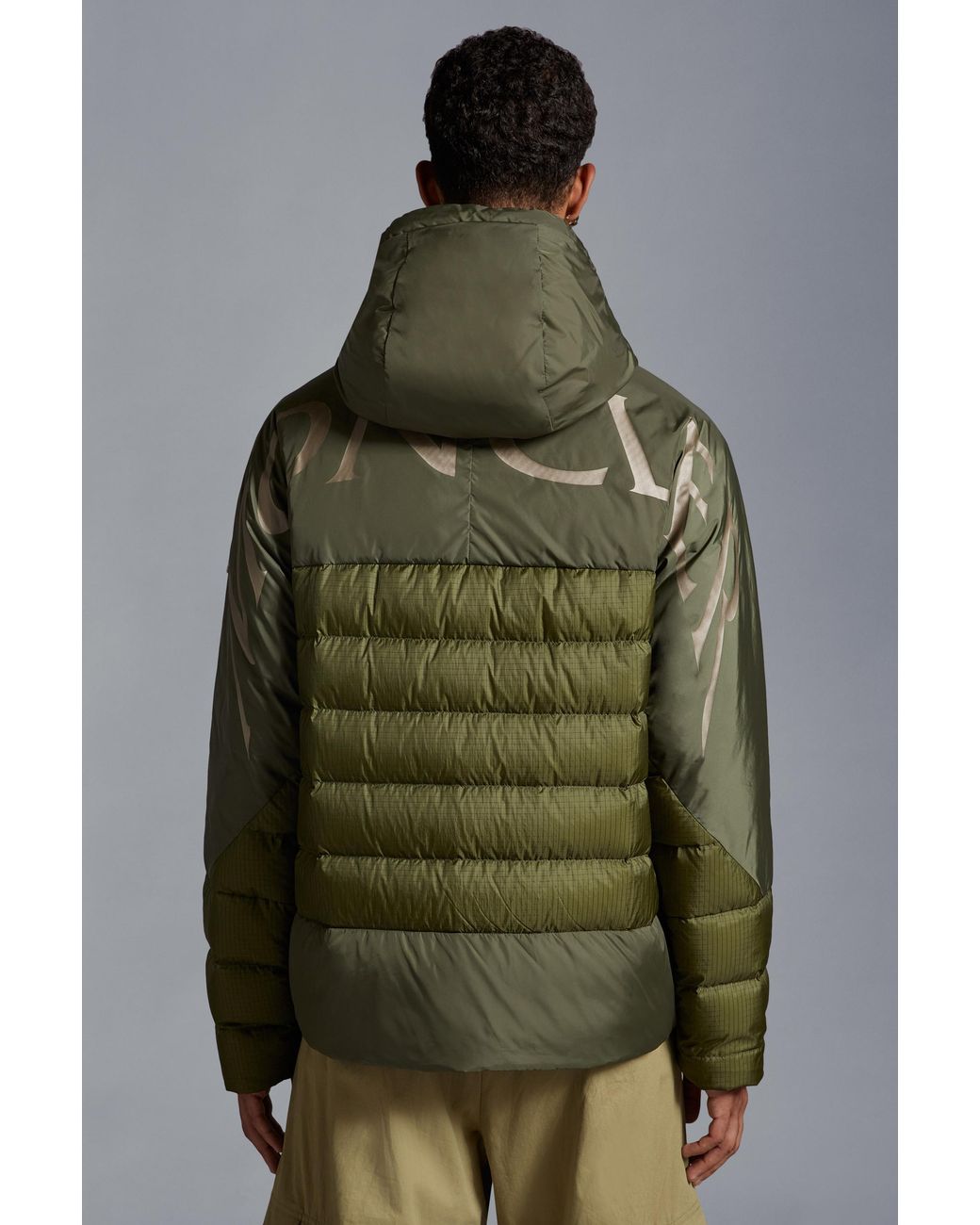 Moncler Green Panelled Zip-Up Puffer Jacket for men