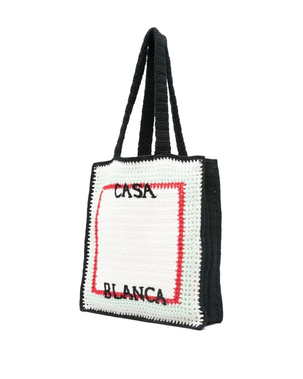 Casablanca White Crochet-Knit Tote Bag