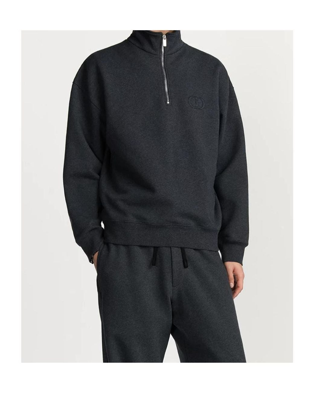 Dior Blue Homme High Neck Zip Detailed Sweatshirt for men