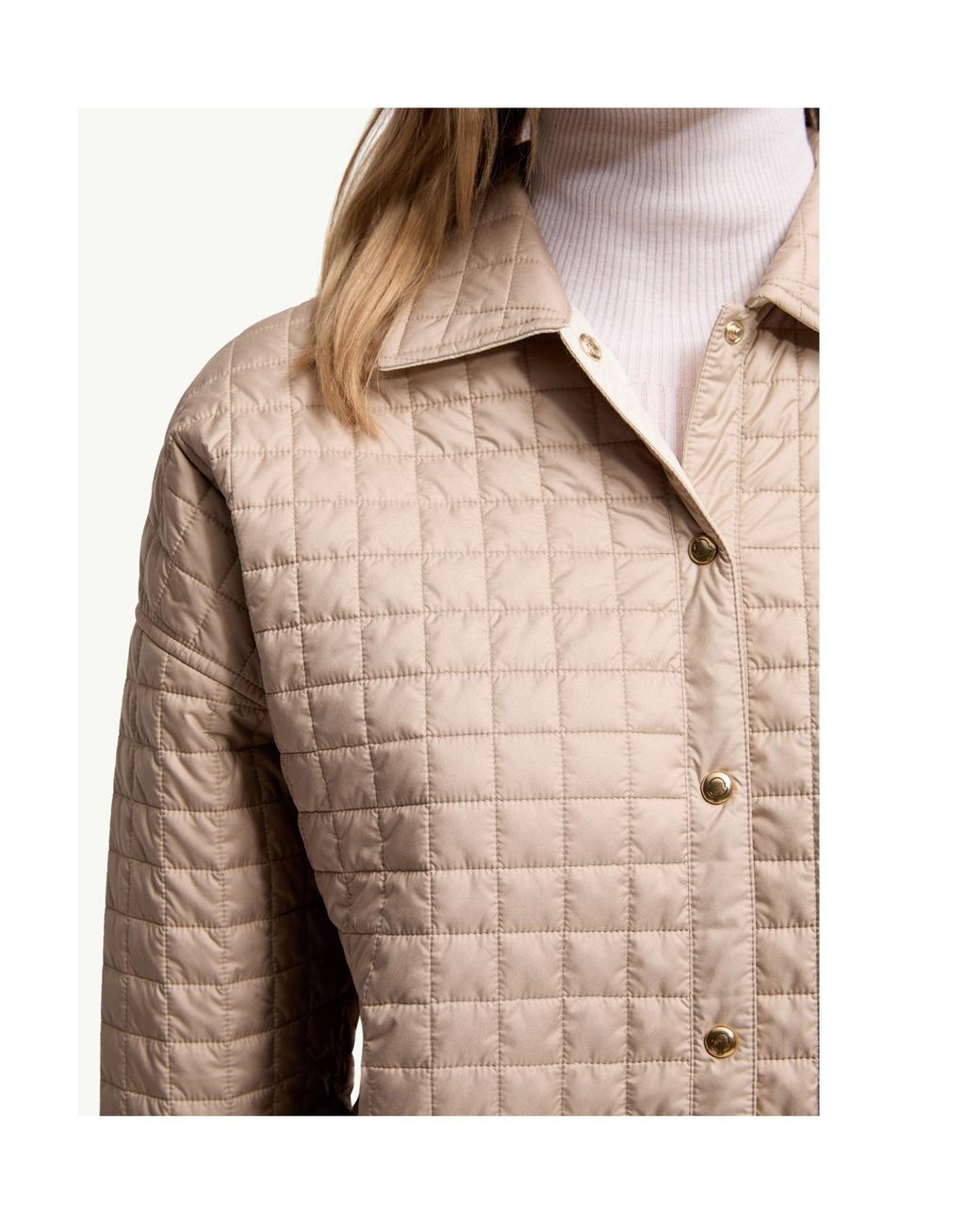 Moncler Natural Logo Patch Quilted Shirt Jacket