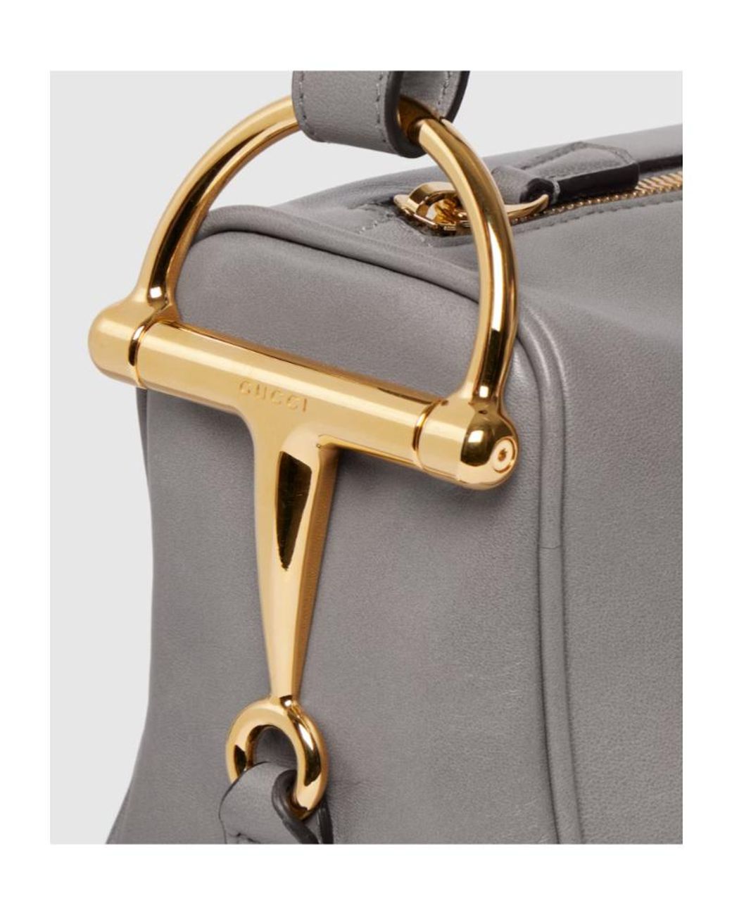 Gucci Gray Half Horsebit Medium Shoulder Bag, Leather