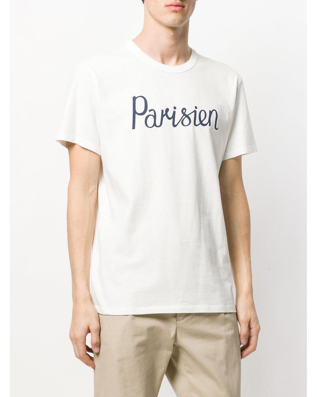 Maison Kitsuné White Parisien Printed T-Shirt for men