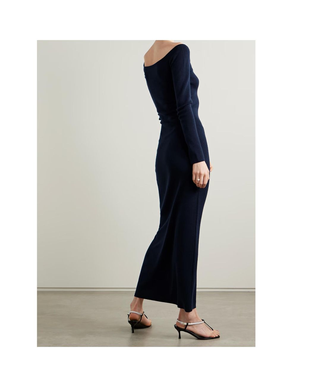 Gabriela Hearst Blue Selwyn Off-The-Shoulder Wool And Cashmere-Blend Midi Dress