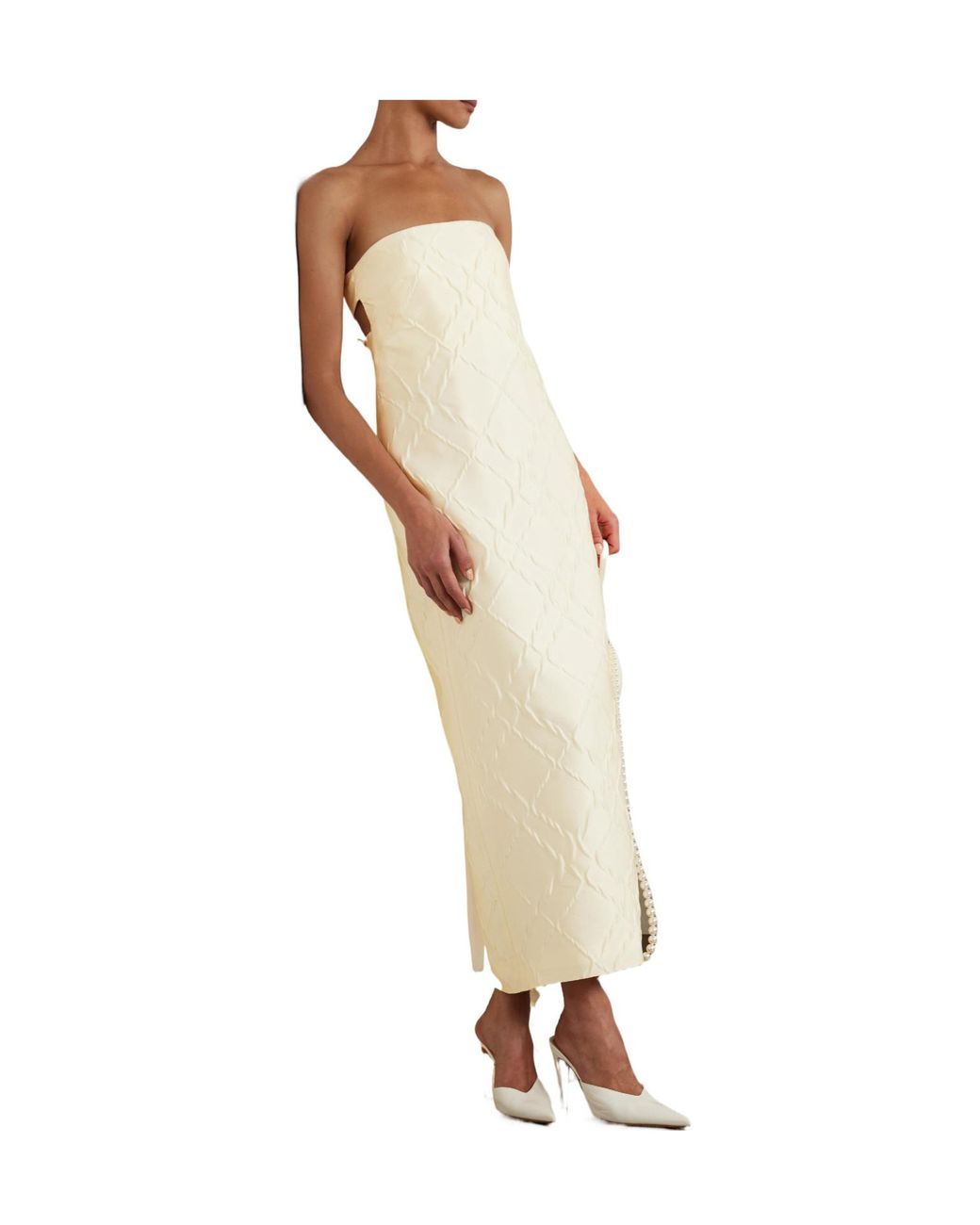 Emilia Wickstead White Hattie Strapless Jacquard Gown
