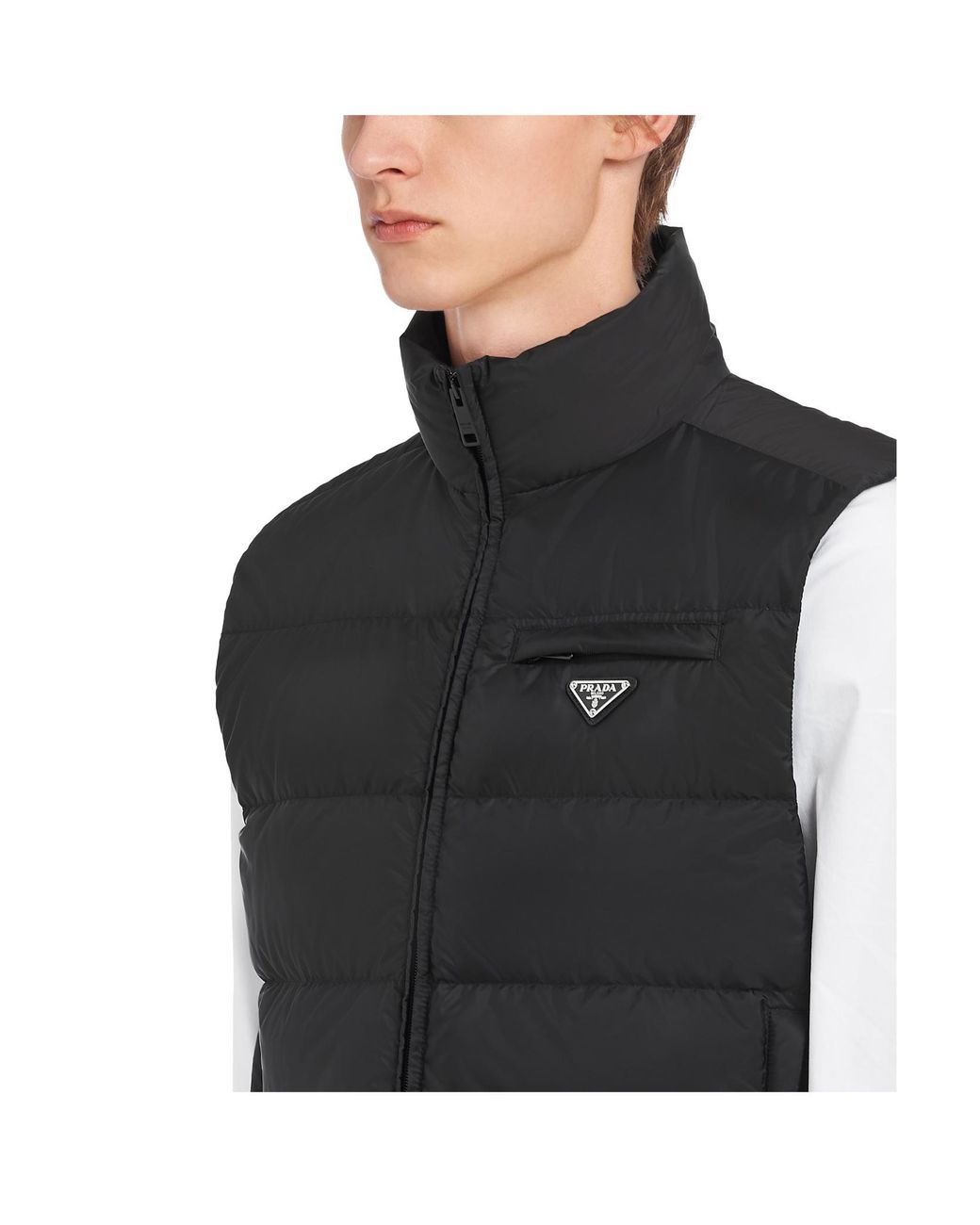 Prada Black Triangle-Logo Padded Gilet for men