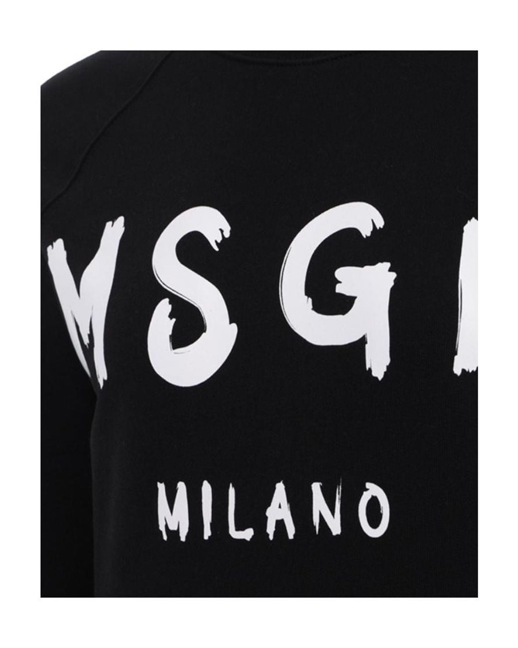 MSGM Black Logo Printed Pattern Hoodie