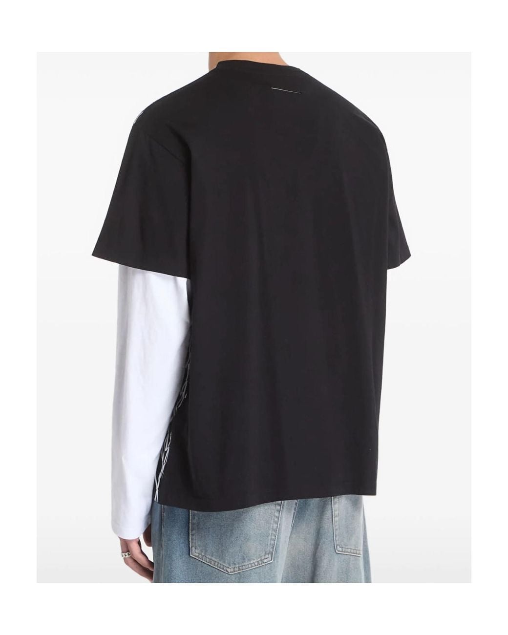 MM6 by Maison Margiela Black Logo-Print Layered T-Shirt for men